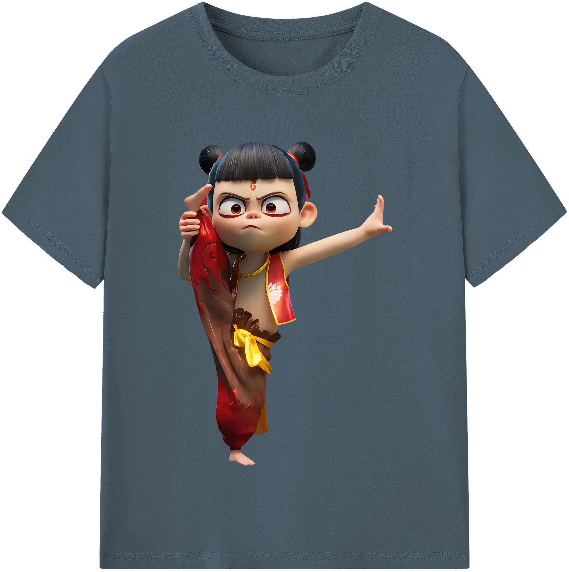 （画像用） Ne Zha 2 ナタ 魔童の大暴れ 綿100％半袖Tシャツ（フロントプリント）